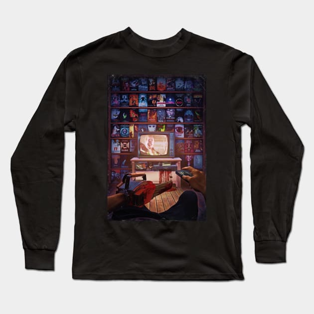 80s-90s Horror Movies Long Sleeve T-Shirt by Rachid Lotf